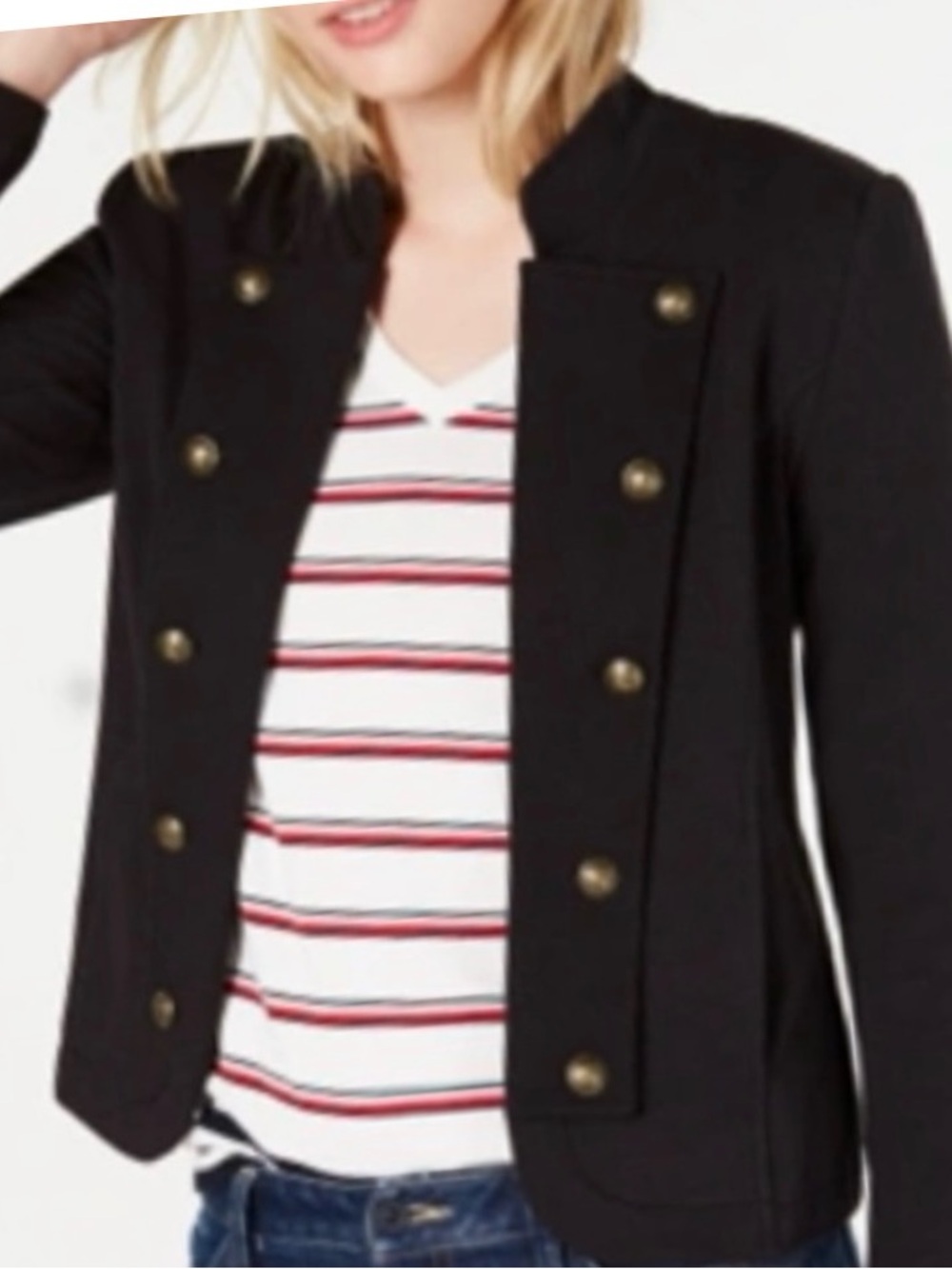 Tommy Hilfiger Black Cotton Knit Band Jacket Size L
